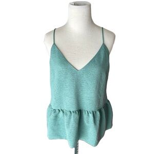 SAMSOE teal ruffle Judith top ( oil blue )